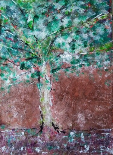 Painting titled "L'arbre du dimanche" by Kate Dubois, Original Artwork, Acrylic