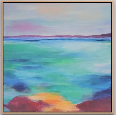 Painting titled "Jewelled Seas (fram…" by Kate Hessling, Original Artwork, Acrylic Mounted on Wood Stretcher frame