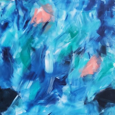 Картина под названием "Rhapsody in Blue" - Kate Hessling, Подлинное произведение искусства, Акрил Установлен на Деревянная р…