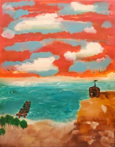 Painting titled "Burnt Skies: The ol…" by Kate Hessling, Original Artwork, Acrylic Mounted on Wood Stretcher frame