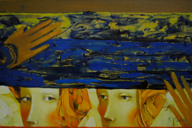 Картина под названием "United by the sky" - Kate Kulish, Подлинное произведение искусства, Масло