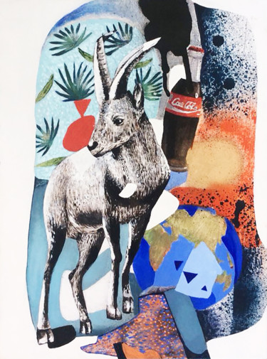 Картина под названием "Pyrenean Capricorn" - Kate Kulish, Подлинное произведение искусства, Масло