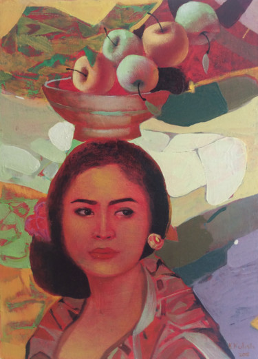 Картина под названием "Traditions of Bali" - Kate Kulish, Подлинное произведение искусства, Масло