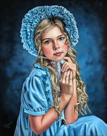 Schilderij getiteld "Bambina dall'abito…" door Kate Makaro, Origineel Kunstwerk, Acryl