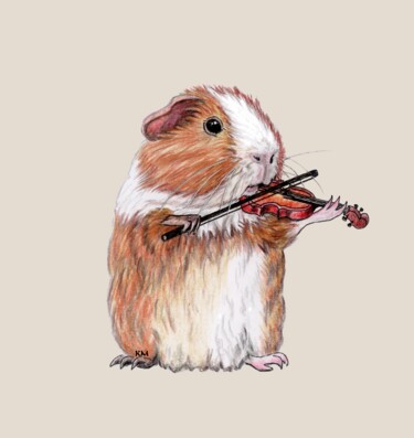 Цифровое искусство под названием "Guinea pig violin p…" - Kate Makaro, Подлинное произведение искусства, Фотомонтаж