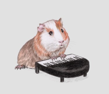Digital Arts titled "Guinea pig piano pl…" by Kate Makaro, Original Artwork, Photo Montage