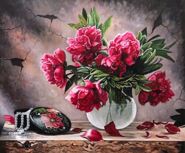 Pintura titulada "Composizione florea…" por Kate Makaro, Obra de arte original, Acrílico Montado en Bastidor de camilla de m…
