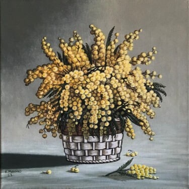 绘画 标题为“Cestino di Mimosa” 由Kate Makaro, 原创艺术品, 丙烯 安装在木质担架架上