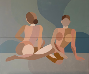 Malerei mit dem Titel "Girls (double canva…" von Katalin Macevics, Original-Kunstwerk, Acryl
