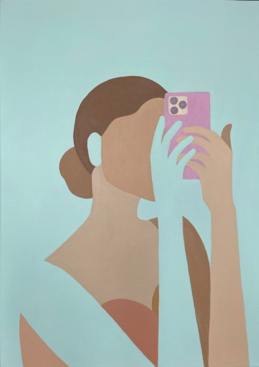 Pintura intitulada "Selfie" por Katalin Macevics, Obras de arte originais, Acrílico