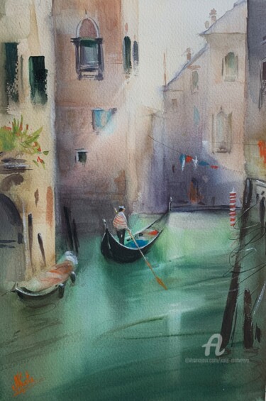 Digitale Kunst getiteld "VENICE - watercolor…" door Kate Matveeva, Origineel Kunstwerk, Aquarel