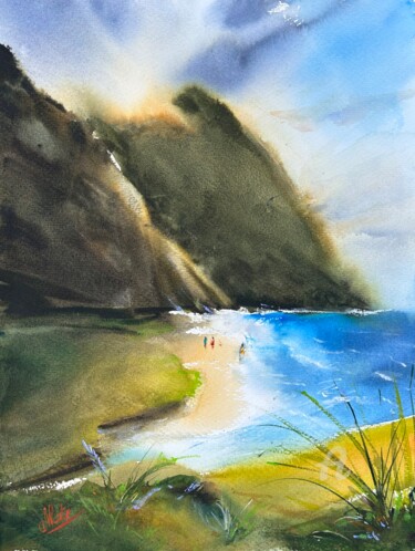 Pittura intitolato "TENERIFE SUN. MOUNT…" da Kate Matveeva, Opera d'arte originale, Acquarello