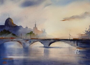 Pintura intitulada "Prague-watercolor p…" por Kate Matveeva, Obras de arte originais, Aquarela