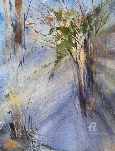 Painting titled "IN THE FOREST- wate…" by Kate Matveeva, Original Artwork, Watercolor