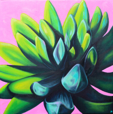 "Succulent #1" başlıklı Tablo Kate Revill tarafından, Orijinal sanat, Petrol Ahşap Sedye çerçevesi üzerine monte edilmiş
