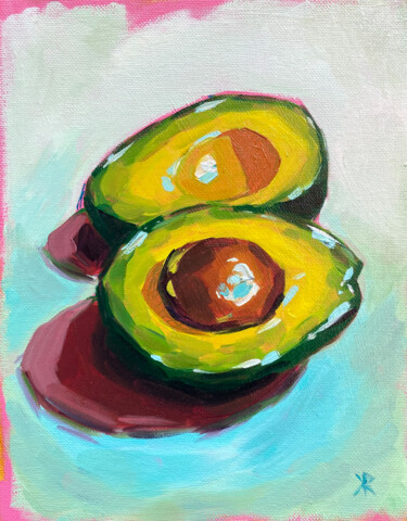 Painting titled "Avocado study #1" by Kate Revill, Original Artwork, Oil