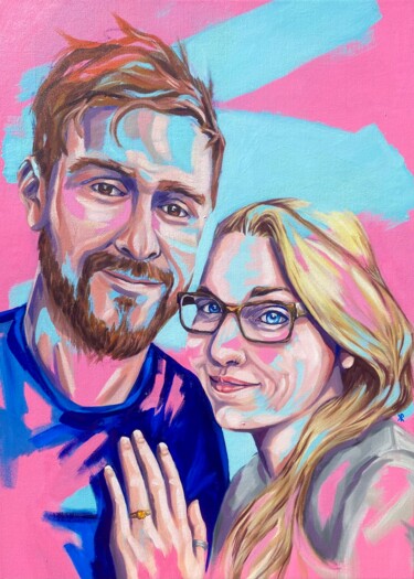 Painting titled "James & Kelly - com…" by Kate Revill, Original Artwork, Oil Mounted on Wood Stretcher frame