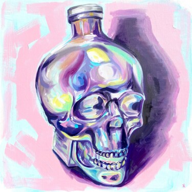 Painting titled "Crystal Skull Study…" by Kate Revill, Original Artwork, Oil Mounted on Cardboard