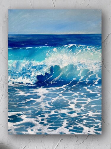 Картина под названием "Ocean’s embrace" - Kate Samsoniuk, Подлинное произведение искусства, Масло