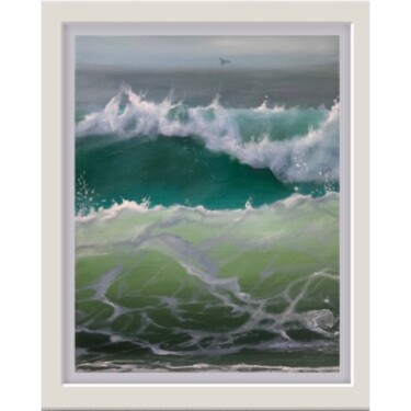 Peinture intitulée "Green Emerald Wave" par Kate Samsoniuk, Œuvre d'art originale, Huile