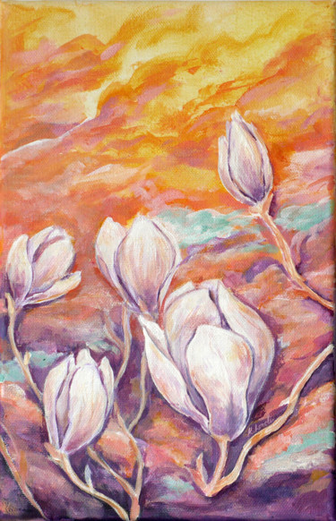 Painting titled "Magnolia 2020 N.2" by Kateryna Loreli, Original Artwork, Acrylic