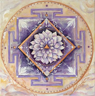 Malarstwo zatytułowany „Flower Mandala” autorstwa Kateryna Loreli, Oryginalna praca, Akryl