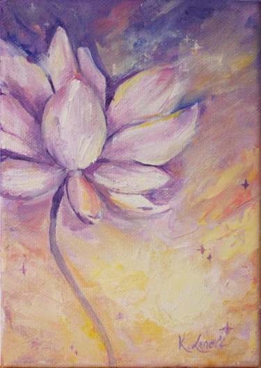 Painting titled "Sunrise Lotus" by Kateryna Loreli, Original Artwork, Oil