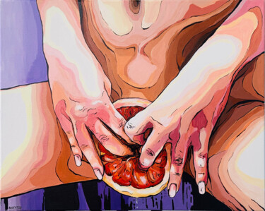 Картина под названием "Juicy grapefruit" - Katerin Aligator, Подлинное произведение искусства, Акрил