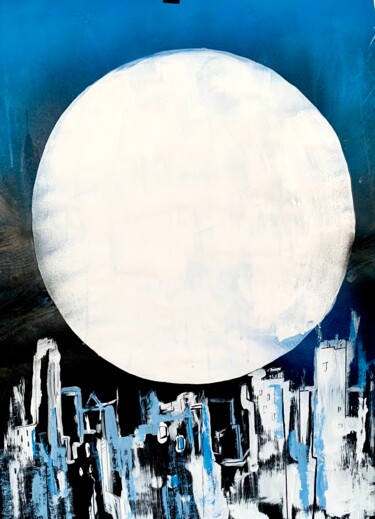 Painting titled "Midnight in the cit…" by Katerin Aligator, Original Artwork, Acrylic