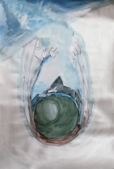 Картина под названием "Inside" - Katerina Athanasiou, Подлинное произведение искусства, Акварель Установлен на Деревянная ра…