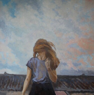 Картина под названием ""Девочка-ветер"" - Катерина Бабич, Подлинное произведение искусства, Масло Установлен на Деревянная р…