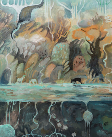 Картина под названием "Water from the sky" - Katerina Bim, Подлинное произведение искусства, Масло