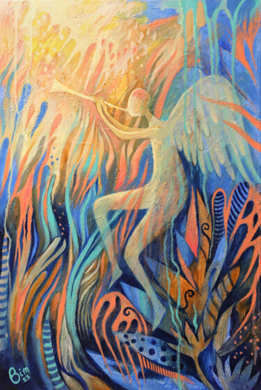 Malarstwo zatytułowany „Sunrise Song” autorstwa Katerina Bim, Oryginalna praca, Akryl Zamontowany na Drewniana rama noszy