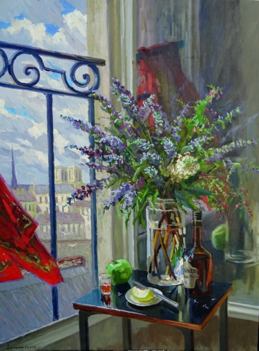 Peinture intitulée "Paris breeze" par Katerina Diomkina, Œuvre d'art originale, Huile Monté sur Châssis en bois