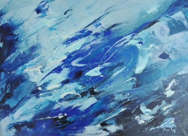 Painting titled "Aquamarine" by Katerina Galle, Original Artwork, Oil