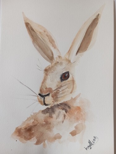 Pintura titulada "Hare" por Katerina Leousi, Obra de arte original, Acuarela