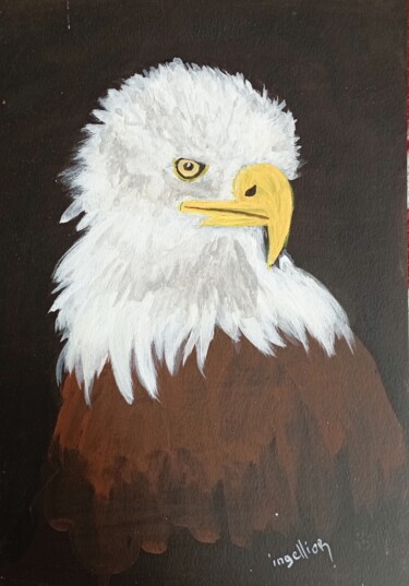 Ζωγραφική με τίτλο "Φαλακρός αετός Αμερ…" από Katerina Leousi, Αυθεντικά έργα τέχνης, Ακρυλικό