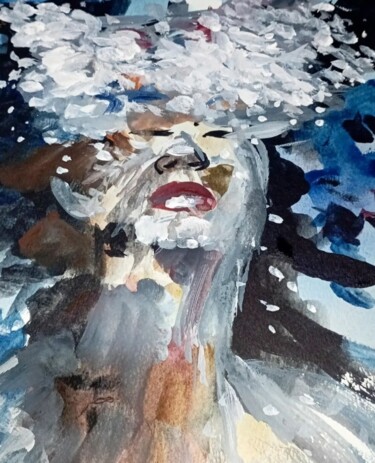 Ζωγραφική με τίτλο "Πνιγμός" από Katerina Leousi, Αυθεντικά έργα τέχνης, Ακουαρέλα