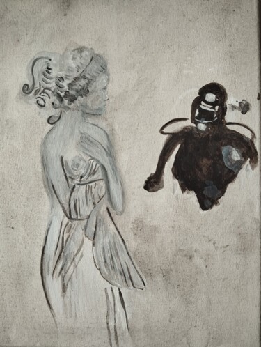 Schilderij getiteld "Diver" door Katerina Leousi, Origineel Kunstwerk, Acryl