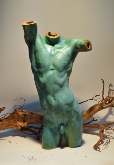 Скульптура под названием "Torso ceramic" - Katerina Pilnikova, Подлинное произведение искусства, Керамика