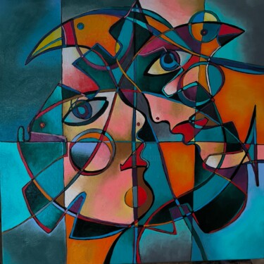 Peinture intitulée "Love is like geomet…" par Katerina Sapozhkova, Œuvre d'art originale, Huile
