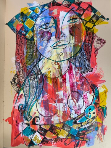 Painting titled "portrait of a girl…" by Katerina Sapozhkova, Original Artwork, Ink