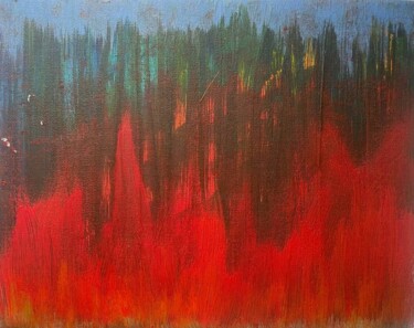 Schilderij getiteld "«Пожар в степи»" door Katerina Shaliapina, Origineel Kunstwerk, Acryl