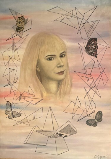 Peinture intitulée "«Портрет Неизвестно…" par Katerina Shaliapina, Œuvre d'art originale, Crayon