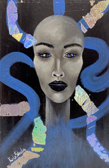 Peinture intitulée "Black woman Bio rob…" par Katerina Shata, Œuvre d'art originale, Acrylique