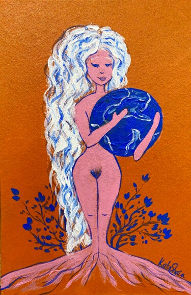 Painting titled "Earth goddess Gaia.…" by Katerina Shata, Original Artwork, Acrylic