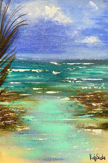 Peinture intitulée "Encaustic seascape.…" par Katerina Shata, Œuvre d'art originale, Acrylique