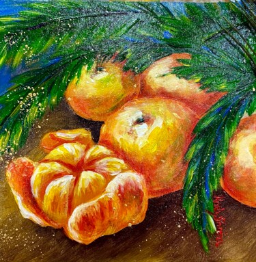 Painting titled "Christmas decoratio…" by Katerina Shata, Original Artwork, Oil