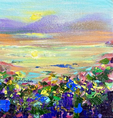 Malerei mit dem Titel "Sunrise Flowers Lan…" von Katerina Shata, Original-Kunstwerk, Acryl
