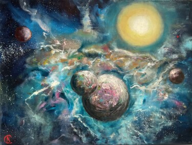 Картина под названием "Fantastic Universe" - Катерина Суратова, Подлинное произведение искусства, Масло